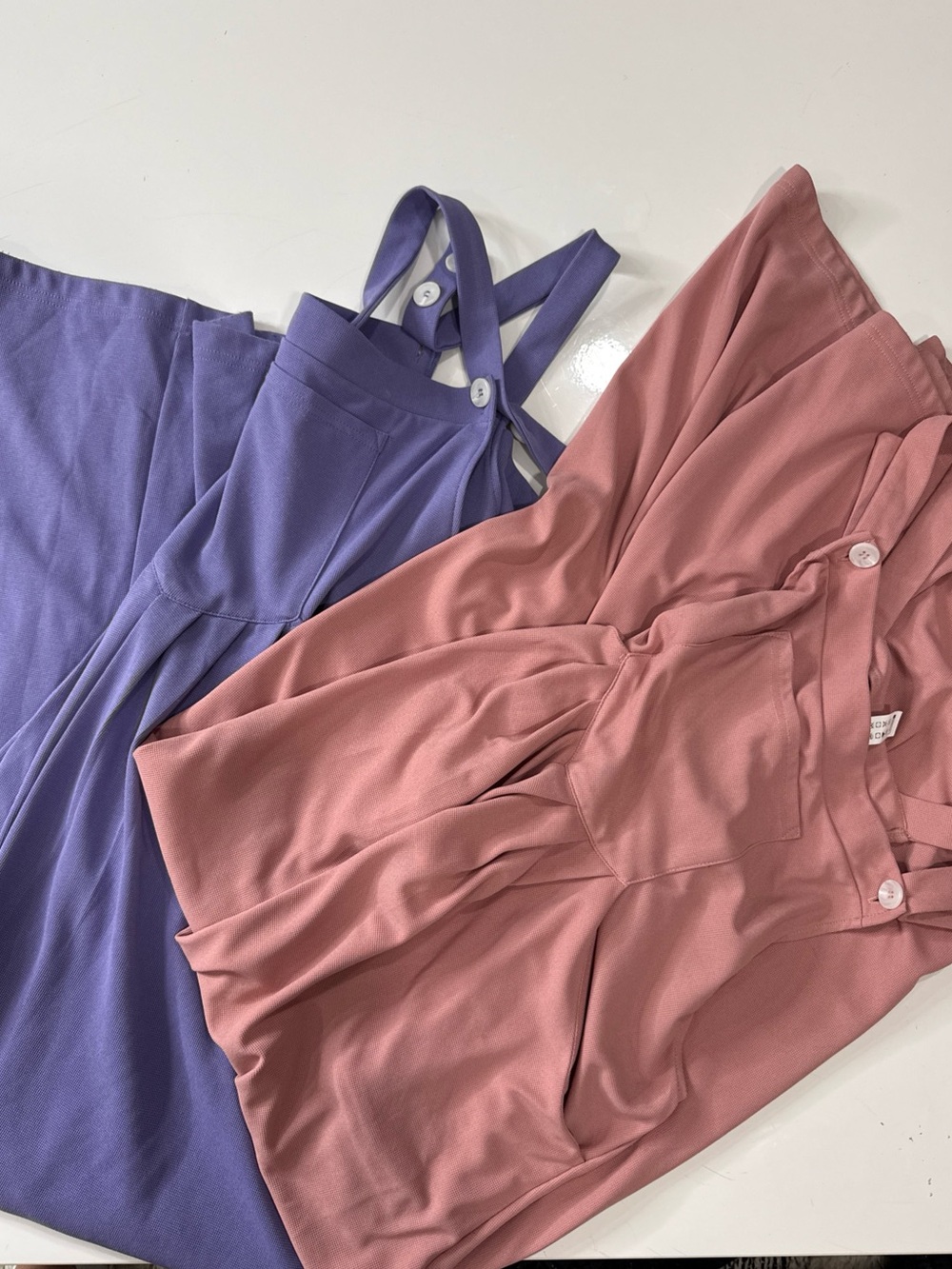 2 Halara Romper Jumpsuit Womens Waffle Knit Pleated Jogger Pink Purple Overalls
